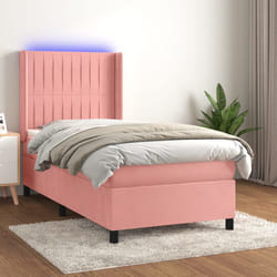 Letto a Molle con Materasso e LED Rosa 100x200 cm in Vellutocod mxl 99462