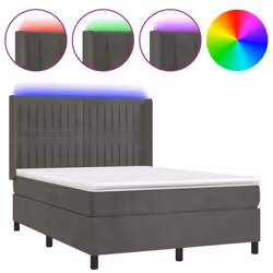 Letto a Molle con Materasso e LED Grigio Scuro 140x200 cmcod mxl 75463 - Vista aggiuntiva 2