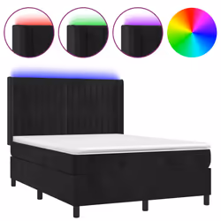Letto a Molle con Materasso e LED Nero 140x200 cm in Vellutocod mxl 99447 - Vista aggiuntiva 2