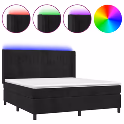 Letto a Molle con Materasso e LED Nero 160x200 cm in Vellutocod mxl 99614 - Vista aggiuntiva 2