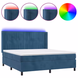vidaXL Letto a Molle con Materasso e LED Blu Scuro 160x200 cm - Vista aggiuntiva 2
