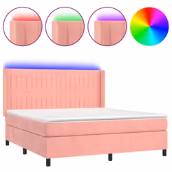 Letto a Molle con Materasso e LED Rosa 160x200 cm in Vellutocod mxl 123399 - Vista aggiuntiva 2