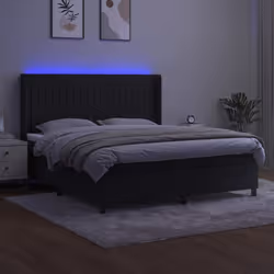 Letto a Molle con Materasso e LED Nero 180x200 cm in Vellutocod mxl 75462 - Vista aggiuntiva 3