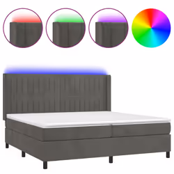 vidaXL Letto a Molle con Materasso e LED Grigio Scuro 200x200 cm - Vista aggiuntiva 2