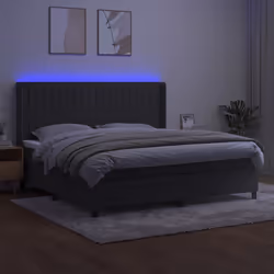 vidaXL Letto a Molle con Materasso e LED Grigio Scuro 200x200 cm - Vista aggiuntiva 3