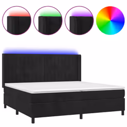 vidaXL Letto a Molle con Materasso e LED Nero 200x200 cm in Velluto - Vista aggiuntiva 2