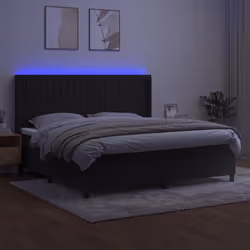 vidaXL Letto a Molle con Materasso e LED Nero 200x200 cm in Velluto - Vista aggiuntiva 3