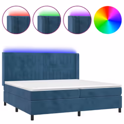 vidaXL Letto a Molle con Materasso e LED Blu Scuro 200x200 cm - Vista aggiuntiva 2