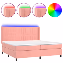 vidaXL Letto a Molle con Materasso e LED Rosa 200x200 cm in Velluto - Vista aggiuntiva 2