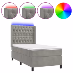 Letto a Molle Materasso e LED Grigio Chiaro 90x190 cm Vellutocod mxl 75472 - Vista aggiuntiva 2