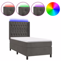 Letto a Molle con Materasso e LED Grigio Scuro 90x190cm Vellutocod mxl 99455 - Vista aggiuntiva 2