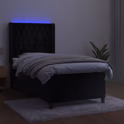 Letto a Molle con Materasso e LED Nero 90x190 cm in Vellutocod mxl 75471 - Vista aggiuntiva 3