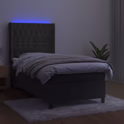 Letto a Molle con Materasso e LED Grigio Scuro 90x200cm Vellutocod mxl 75470