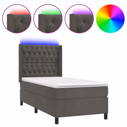 Letto a Molle con Materasso e LED Grigio Scuro 100x200 cmcod mxl 99467 - Vista aggiuntiva 2