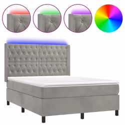 Letto a Molle Materasso e LED Grigio Chiaro 140x190 cm Vellutocod mxl 123409 - Vista aggiuntiva 2