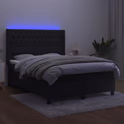 Letto a Molle con Materasso e LED Nero 140x190 cm in Vellutocod mxl 75478 - Vista aggiuntiva 3
