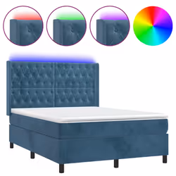 Letto a Molle con Materasso e LED Blu Scuro 140x190 cmcod mxl 75465 - Vista aggiuntiva 2