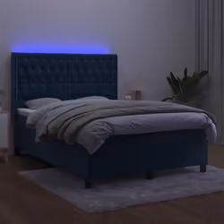 Letto a Molle con Materasso e LED Blu Scuro 140x190 cmcod mxl 75465 - Vista aggiuntiva 3