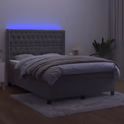 Letto a Molle Materasso e LED Grigio Chiaro 140x200 cm Vellutocod mxl 123421 - Vista aggiuntiva 3