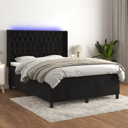 Letto a Molle con Materasso e LED Nero 140x200 cm in Vellutocod mxl 123411