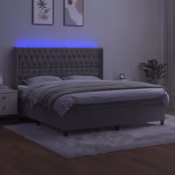 Letto a Molle Materasso e LED Grigio Chiaro 160x200 cm Vellutocod mxl 123414 - Vista aggiuntiva 3