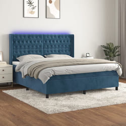 Letto a Molle con Materasso e LED Blu Scuro 160x200 cmcod mxl 75482