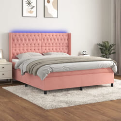 Letto a Molle con Materasso e LED Rosa 160x200 cm in Velluto cod mxl 99469
