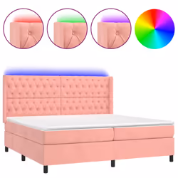 Letto a Molle con Materasso e LED Rosa 160x200 cm in Velluto cod mxl 99469 - Vista aggiuntiva 2