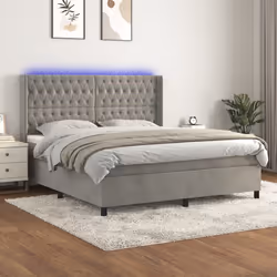 Letto a Molle Materasso e LED Grigio Chiaro 180x200 cm Vellutocod mxl 75476