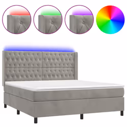 Letto a Molle Materasso e LED Grigio Chiaro 180x200 cm Vellutocod mxl 75476