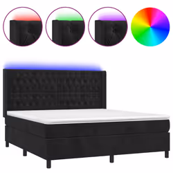 vidaXL Letto a Molle con Materasso e LED Nero 180x200 cm in Velluto - Vista aggiuntiva 2