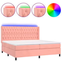 Letto a Molle con Materasso e LED Rosa 180x200 cm in Vellutocod mxl 75485 - Vista aggiuntiva 2