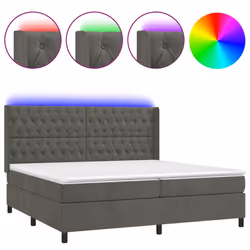 vidaXL Letto a Molle con Materasso e LED Grigio Scuro 200x200 cm - Vista aggiuntiva 2