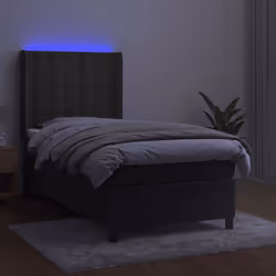 vidaXL Letto a Molle con Materasso e LED Grigio Scuro 80x200cm Velluto - Vista aggiuntiva 3