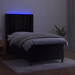 vidaXL Letto a Molle con Materasso e LED Nero 80x200 cm in Velluto - Vista aggiuntiva 3