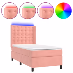 Letto a Molle con Materasso e LED Rosa 80x200 cm in Vellutocod mxl 75480 - Vista aggiuntiva 2