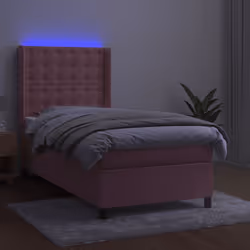 Letto a Molle con Materasso e LED Rosa 80x200 cm in Vellutocod mxl 75480 - Vista aggiuntiva 3