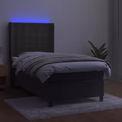 Letto a Molle con Materasso e LED Grigio Scuro 90x190cm Vellutocod mxl 75474