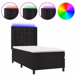 Letto a Molle con Materasso e LED Nero 90x200 cm in Vellutocod mxl 75479 - Vista aggiuntiva 2