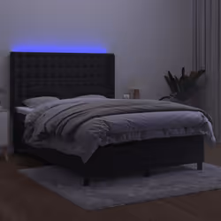 Letto a Molle con Materasso e LED Nero 140x190 cm in Vellutocod mxl 123422 - Vista aggiuntiva 3