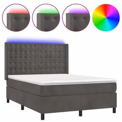 Letto a Molle con Materasso e LED Grigio Scuro 140x200 cmcod mxl 99477 - Vista aggiuntiva 2
