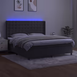 Letto a Molle con Materasso e LED Grigio Scuro 160x200 cmcod mxl 99473