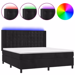 Letto a Molle con Materasso e LED Nero 160x200 cm in Vellutocod mxl 75488 - Vista aggiuntiva 2