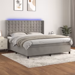 Letto a Molle Materasso e LED Grigio Chiaro 180x200 cm Vellutocod mxl 123536