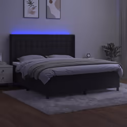 Letto a Molle con Materasso e LED Nero 180x200 cm in Vellutocod mxl 110715 - Vista aggiuntiva 3