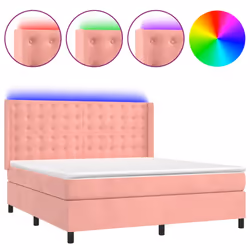 Letto a Molle con Materasso e LED Rosa 180x200 cm in Vellutocod mxl 123429 - Vista aggiuntiva 2