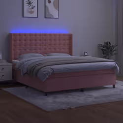 Letto a Molle con Materasso e LED Rosa 180x200 cm in Vellutocod mxl 123429 - Vista aggiuntiva 3