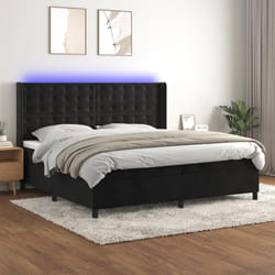 Letto a Molle con Materasso e LED Nero 200x200 cm in Vellutocod mxl 99476