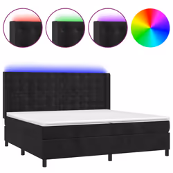 Letto a Molle con Materasso e LED Nero 200x200 cm in Vellutocod mxl 99476 - Vista aggiuntiva 2