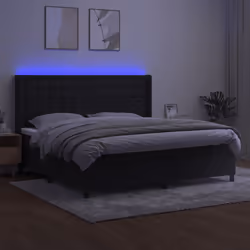Letto a Molle con Materasso e LED Nero 200x200 cm in Vellutocod mxl 99476 - Vista aggiuntiva 3